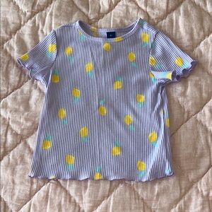 Old Navy Lavender Purple Lemons Toddler 3T Shirt with Sleeve and bottom detail